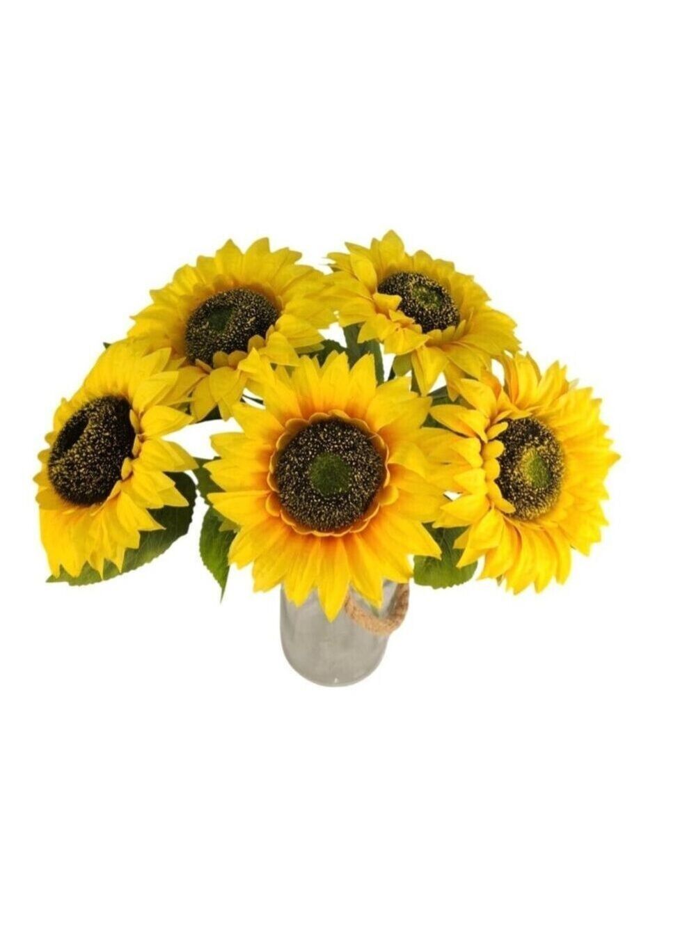 Artificial Sunflower Bouquet With 5 Stems 5-Inch Blooms 18-Inch Length Vibrant Y